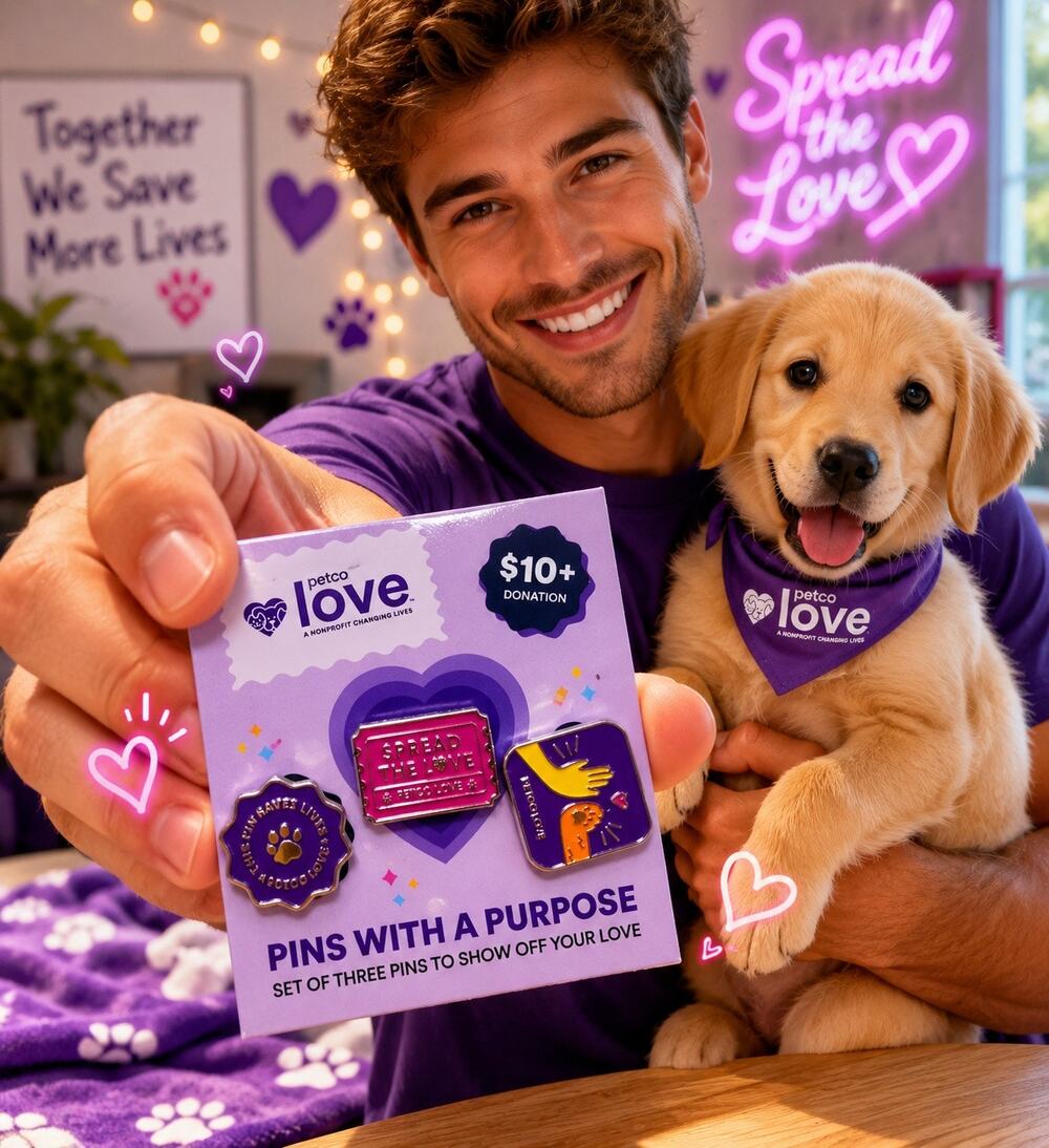 🧚🏻♀️ NWT Petco Love Enamel Pin Set of 3 Saving Pet Lives Charity Pins